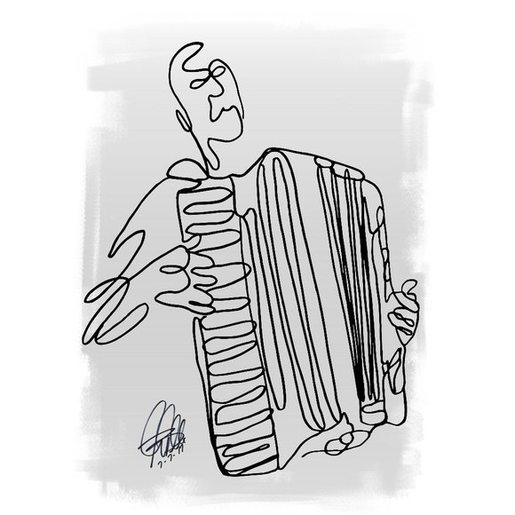 Accordion Player Music Instrument Poster Print Wall Art 18x24 - Picture 1 of 4